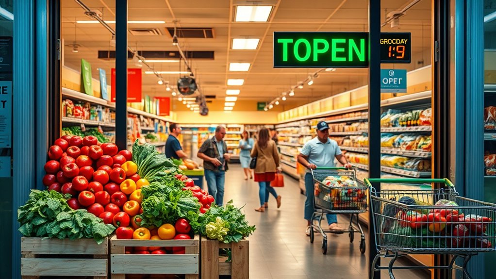 find nearby grocery hours