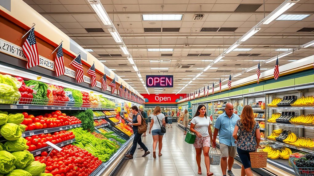 grocery stores open july 4th